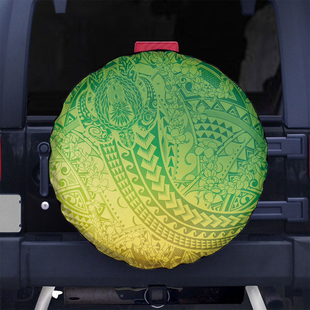 Hawaiian Turtles and Leis Spare Tire Cover Tribal Kakau Pattern Fresh Summer Vibe LT03 No hole Green - Polynesian Pride