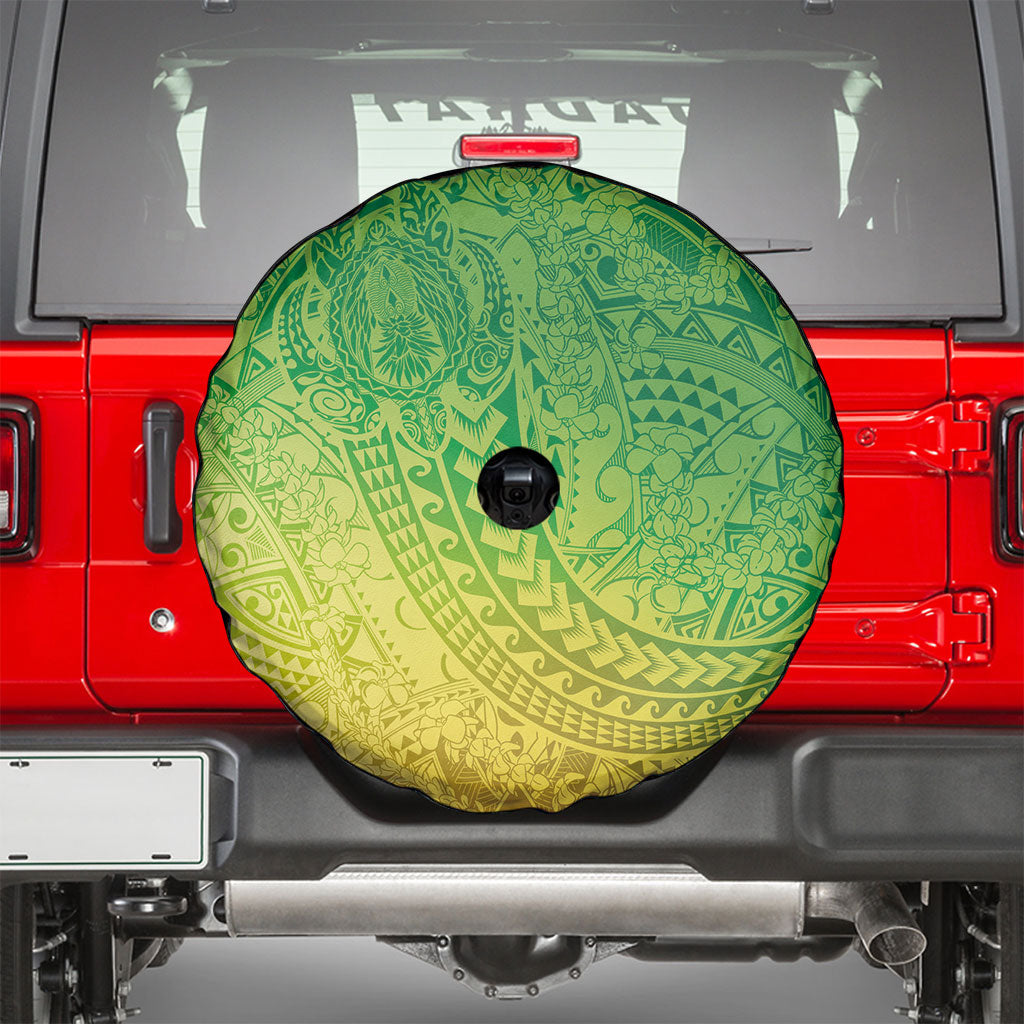 Hawaiian Turtles and Leis Spare Tire Cover Tribal Kakau Pattern Fresh Summer Vibe