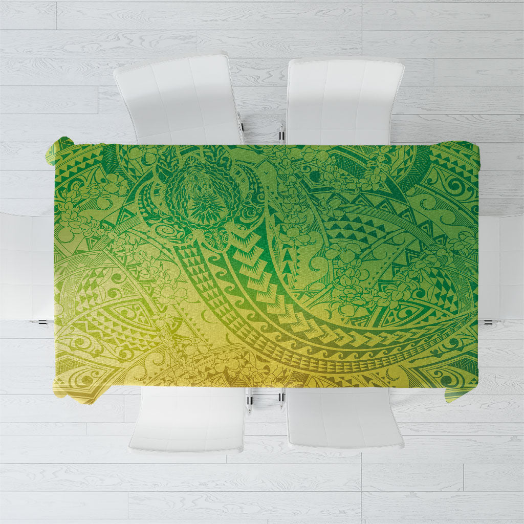 Hawaiian Turtles and Leis Tablecloth Tribal Kakau Pattern Fresh Summer Vibe LT03 Green - Polynesian Pride