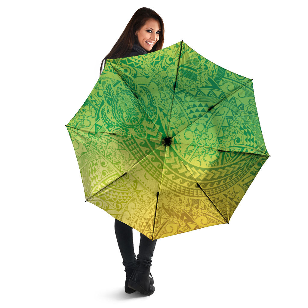 Hawaiian Turtles and Leis Umbrella Tribal Kakau Pattern Fresh Summer Vibe