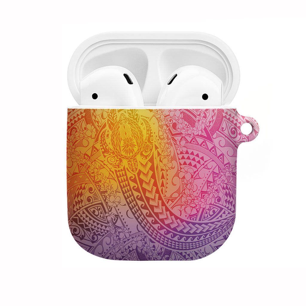 Hawaiian Turtles and Leis AirPods Case Tribal Kakau Pattern Magical Rainbow Sky LT03 Multicolor - Polynesian Pride