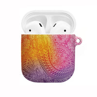 Hawaiian Turtles and Leis AirPods Case Tribal Kakau Pattern Magical Rainbow Sky