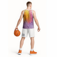 Hawaiian Turtles and Leis Basketball Jersey Tribal Kakau Pattern Magical Rainbow Sky LT03 - Polynesian Pride