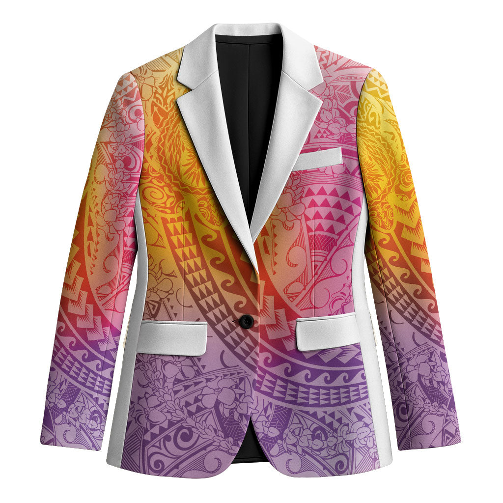 Hawaiian Turtles and Leis Blazer Tribal Kakau Pattern Magical Rainbow Sky