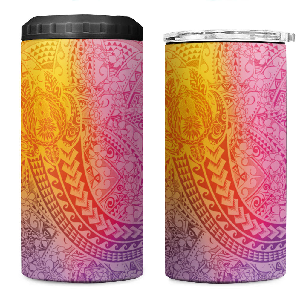 Hawaiian Turtles and Leis 4 in 1 Can Cooler Tumbler Tribal Kakau Pattern Magical Rainbow Sky LT03 One Size: 16 oz Multicolor - Polynesian Pride