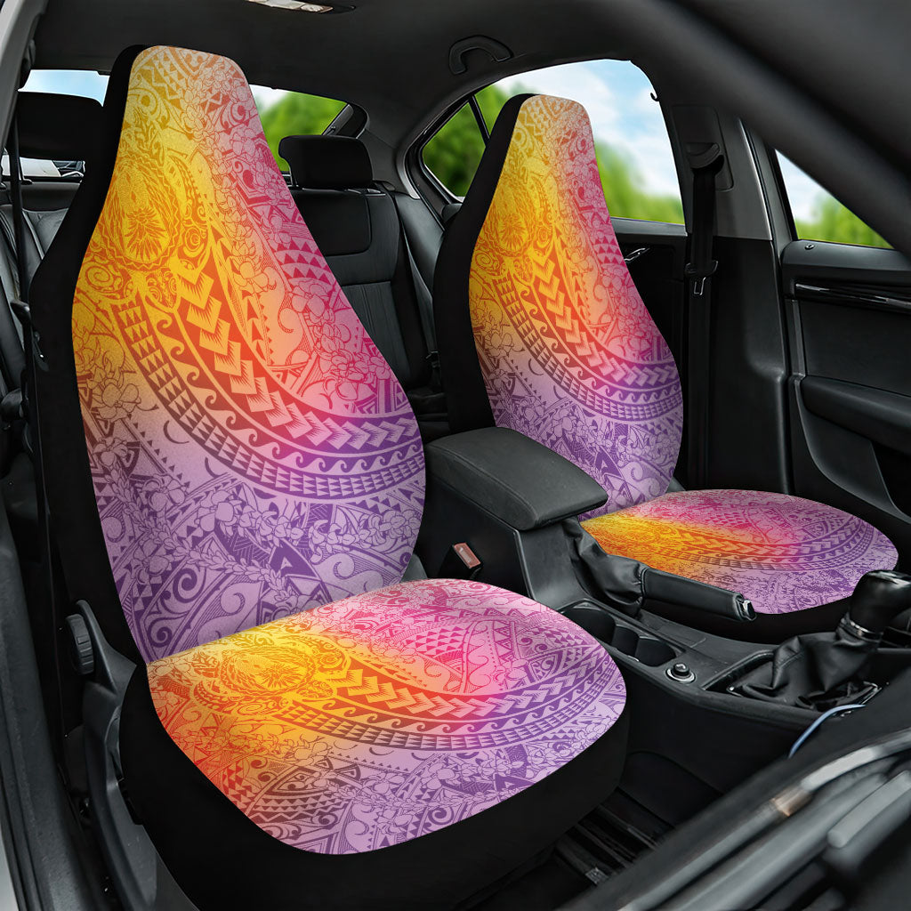 Hawaiian Turtles and Leis Car Seat Cover Tribal Kakau Pattern Magical Rainbow Sky LT03 One Size Multicolor - Polynesian Pride