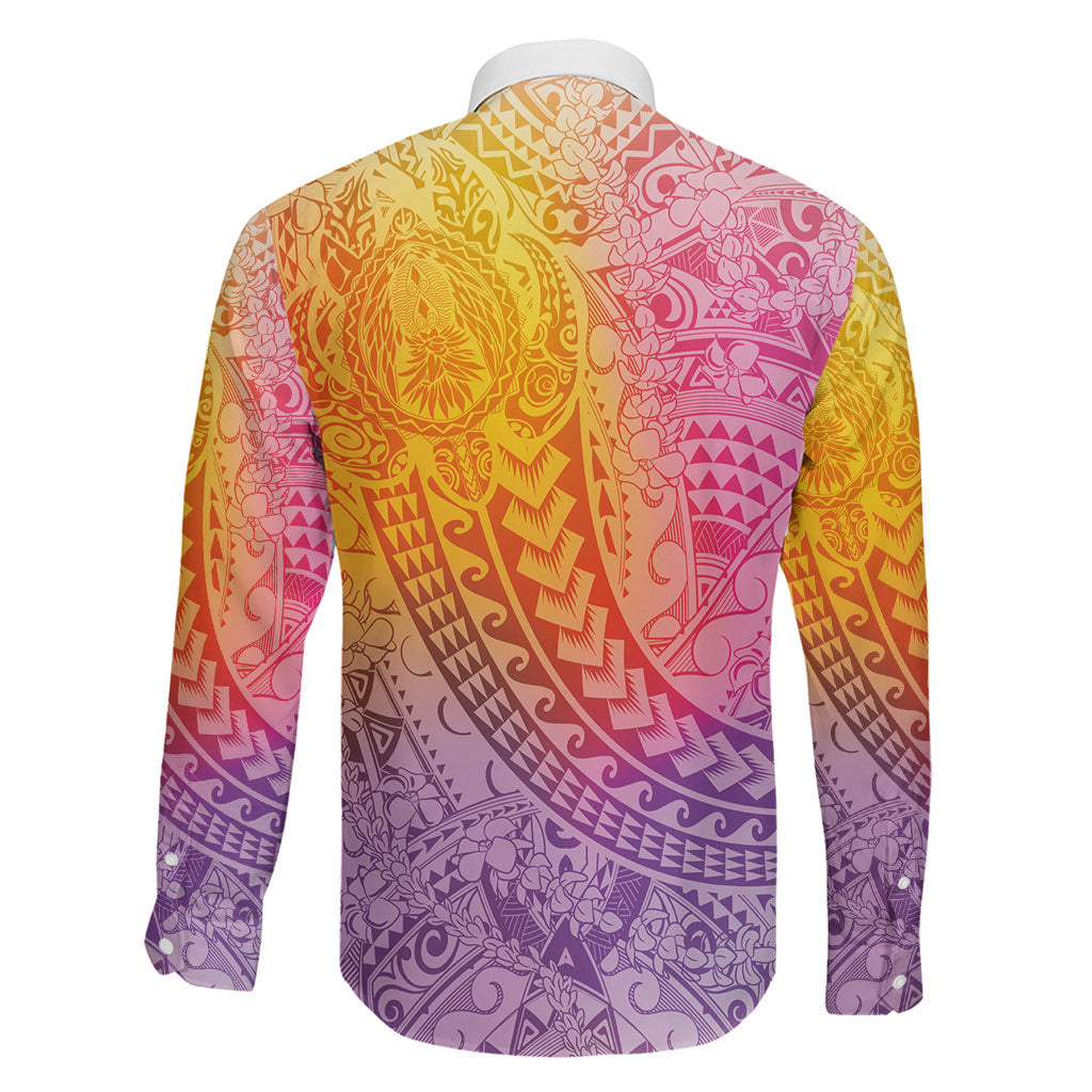 Hawaiian Turtles and Leis Family Matching Summer Maxi Dress and Hawaiian Shirt Tribal Kakau Pattern Magical Rainbow Sky
