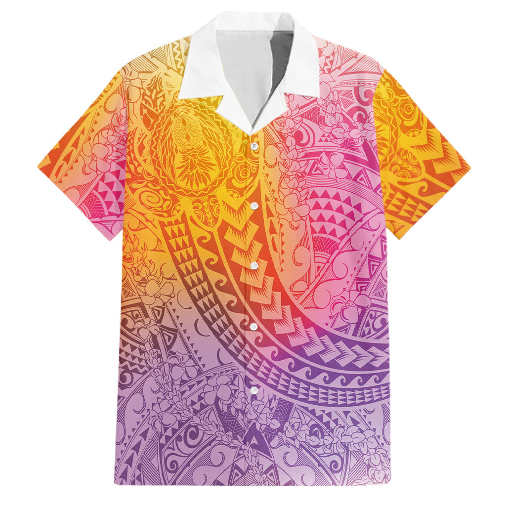 Hawaiian Turtles and Leis Family Matching Tank Maxi Dress and Hawaiian Shirt Tribal Kakau Pattern Magical Rainbow Sky