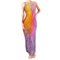 Hawaiian Turtles and Leis Family Matching Tank Maxi Dress and Hawaiian Shirt Tribal Kakau Pattern Magical Rainbow Sky