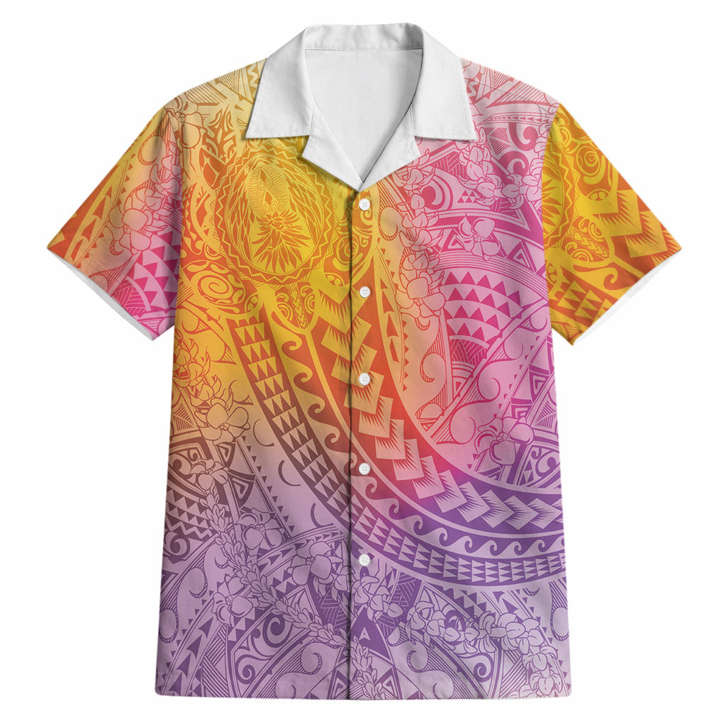 Hawaiian Turtles and Leis Hawaiian Shirt Tribal Kakau Pattern Magical Rainbow Sky LT03 Multicolor - Polynesian Pride