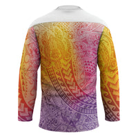 Hawaiian Turtles and Leis Hockey Jersey Tribal Kakau Pattern Magical Rainbow Sky LT03 - Polynesian Pride