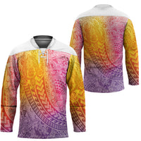 Hawaiian Turtles and Leis Hockey Jersey Tribal Kakau Pattern Magical Rainbow Sky LT03 - Polynesian Pride