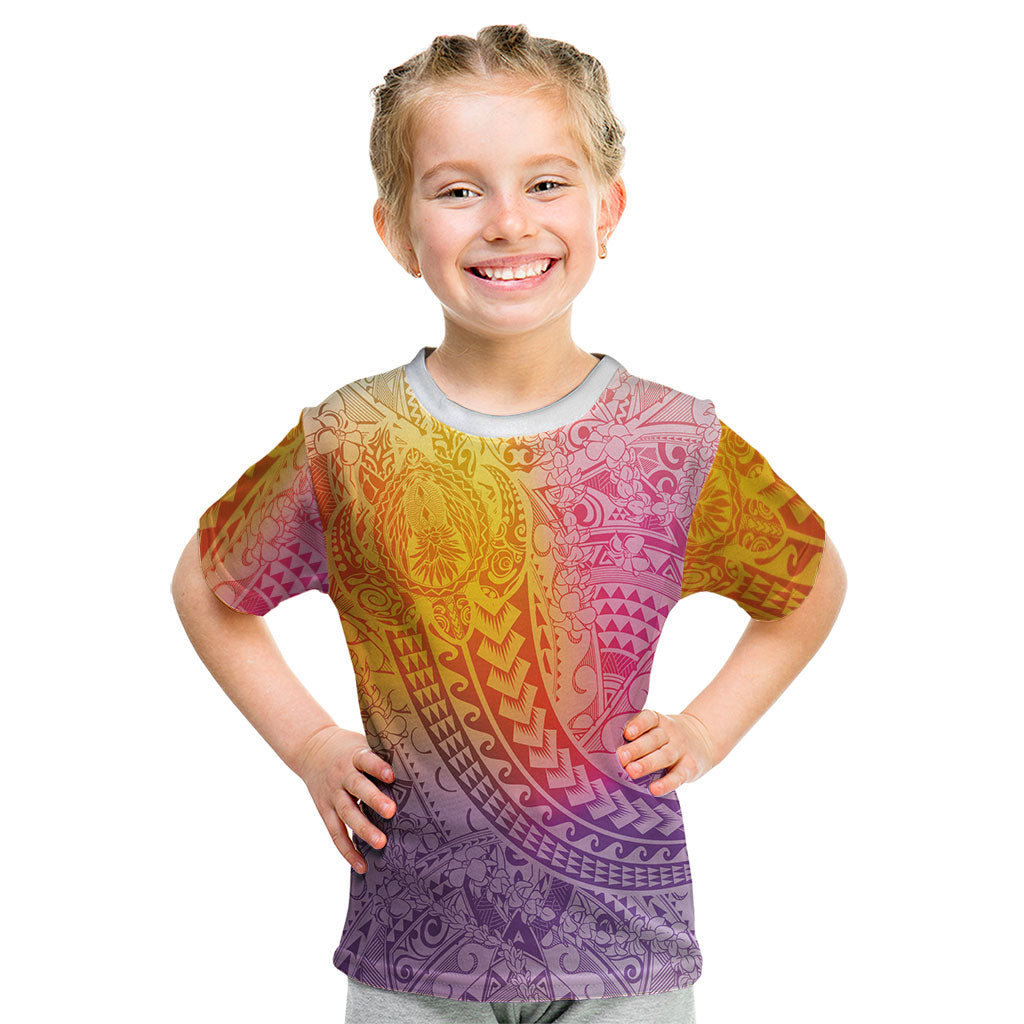 Hawaiian Turtles and Leis Kid T Shirt Tribal Kakau Pattern Magical Rainbow Sky LT03 Multicolor - Polynesian Pride