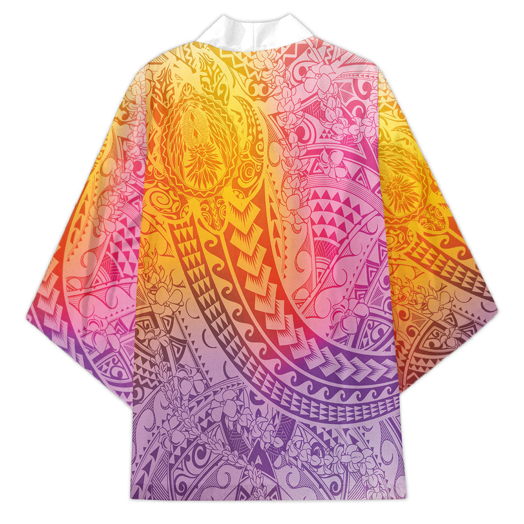 Hawaiian Turtles and Leis Kimono Tribal Kakau Pattern Magical Rainbow Sky