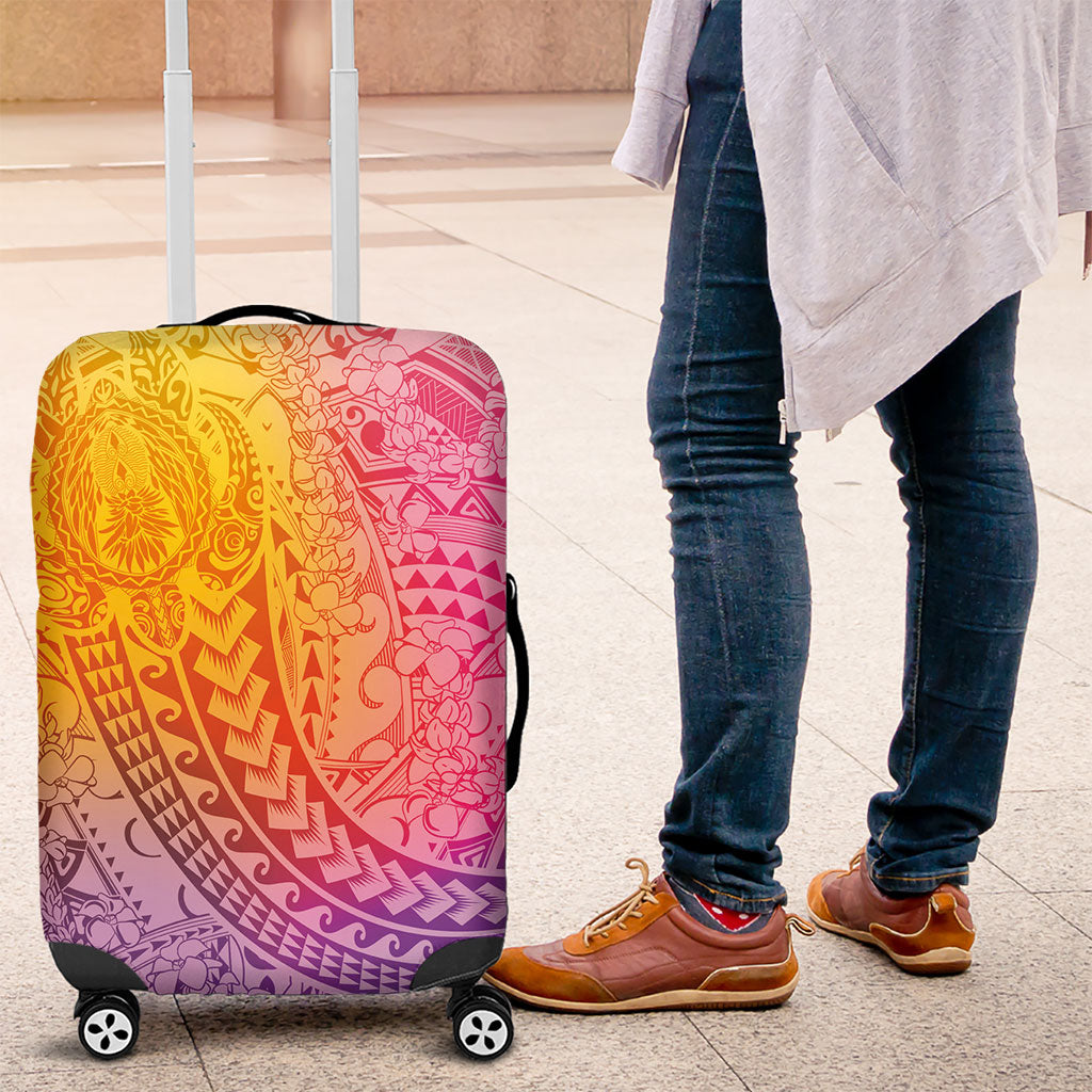 Hawaiian Turtles and Leis Luggage Cover Tribal Kakau Pattern Magical Rainbow Sky LT03 Multicolor - Polynesian Pride