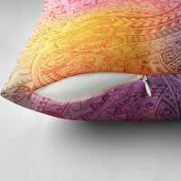 Hawaiian Turtles and Leis Pillow Cover Tribal Kakau Pattern Magical Rainbow Sky