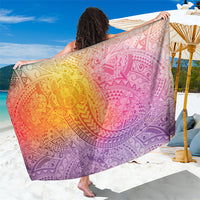 Hawaiian Turtles and Leis Sarong Tribal Kakau Pattern Magical Rainbow Sky