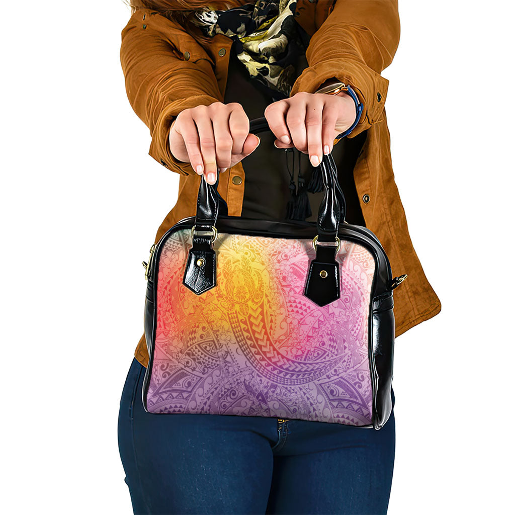 Hawaiian Turtles and Leis Shoulder Handbag Tribal Kakau Pattern Magical Rainbow Sky LT03 One Size Multicolor - Polynesian Pride