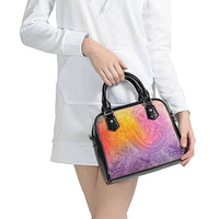 Hawaiian Turtles and Leis Shoulder Handbag Tribal Kakau Pattern Magical Rainbow Sky