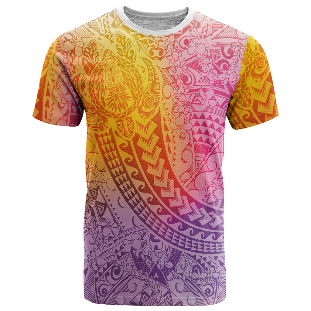 Hawaiian Turtles and Leis T Shirt Tribal Kakau Pattern Magical Rainbow Sky LT03 Multicolor - Polynesian Pride