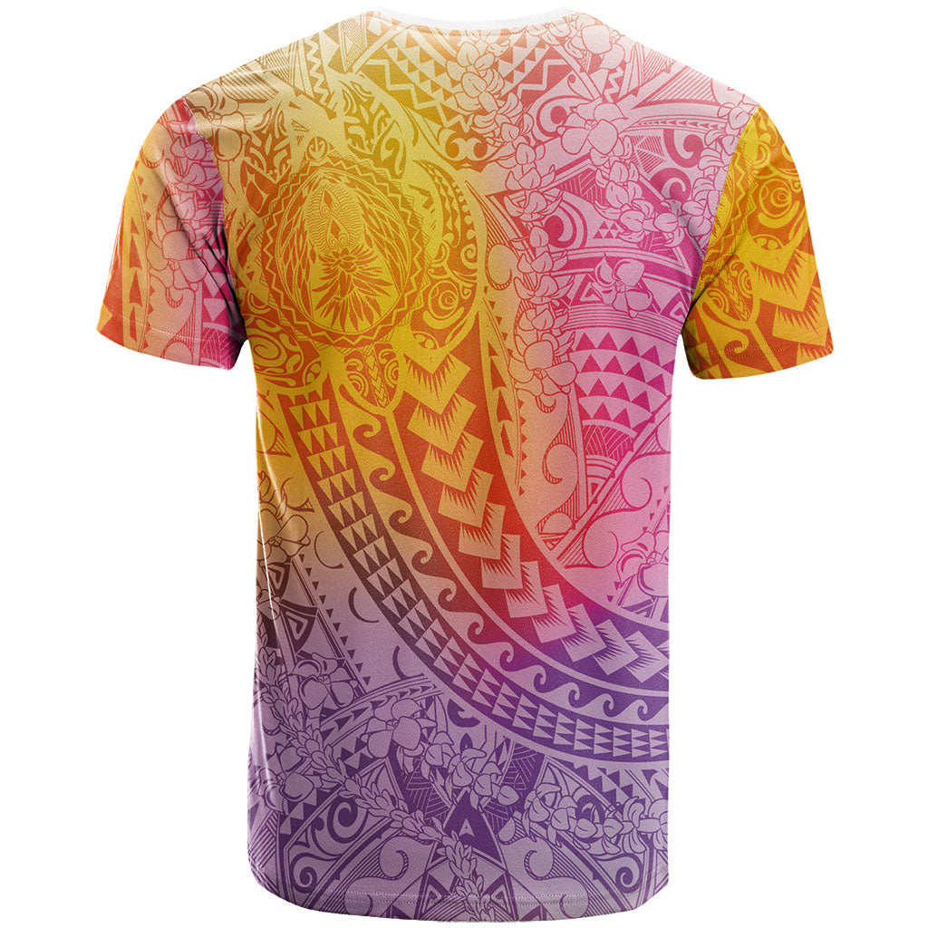 Hawaiian Turtles and Leis T Shirt Tribal Kakau Pattern Magical Rainbow Sky
