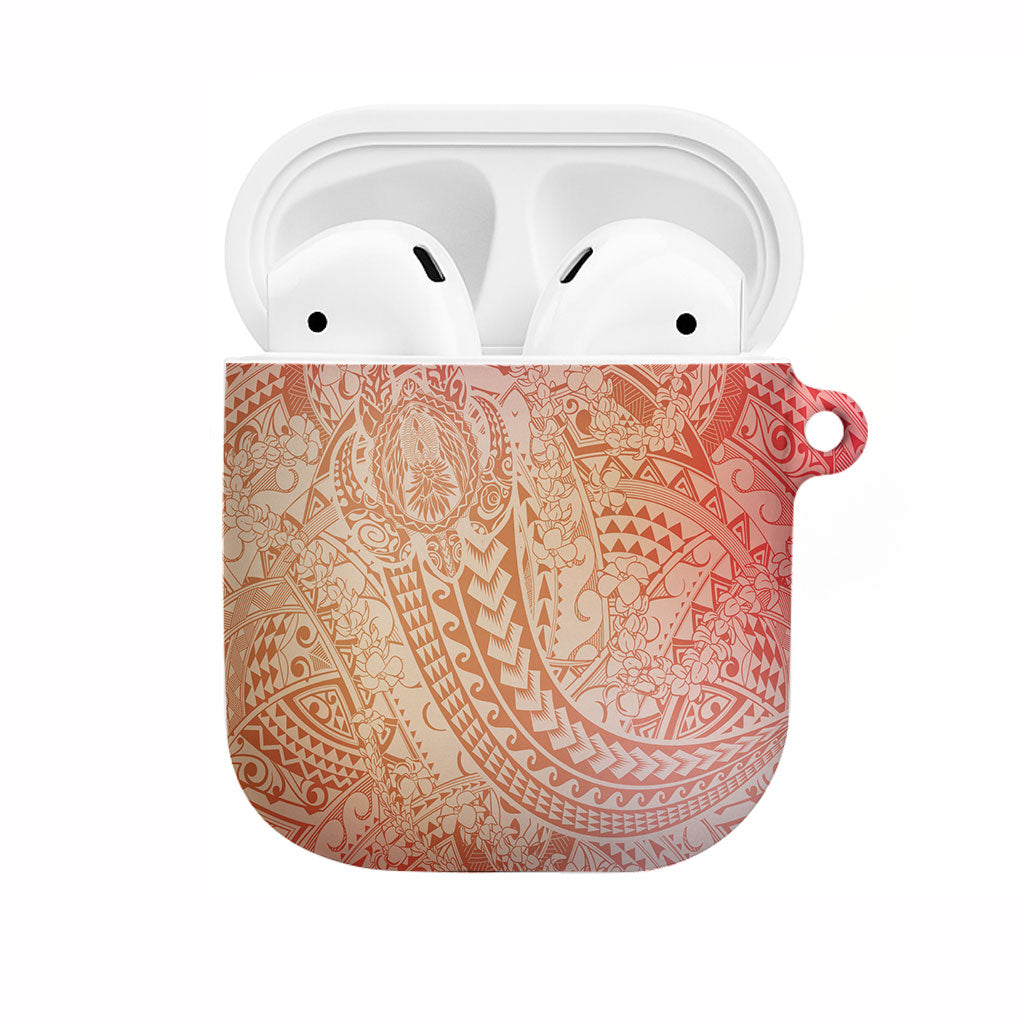Hawaiian Turtles and Leis AirPods Case Tribal Kakau Pattern Peach Fuzz Color LT03 Peach Fuzz - Polynesian Pride
