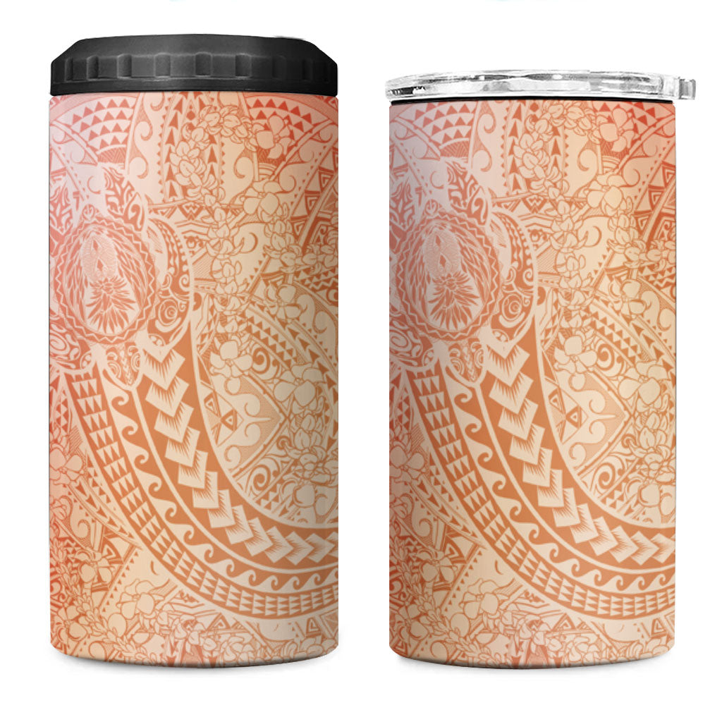 Hawaiian Turtles and Leis 4 in 1 Can Cooler Tumbler Tribal Kakau Pattern Peach Fuzz Color LT03 One Size: 16 oz Peach Fuzz - Polynesian Pride