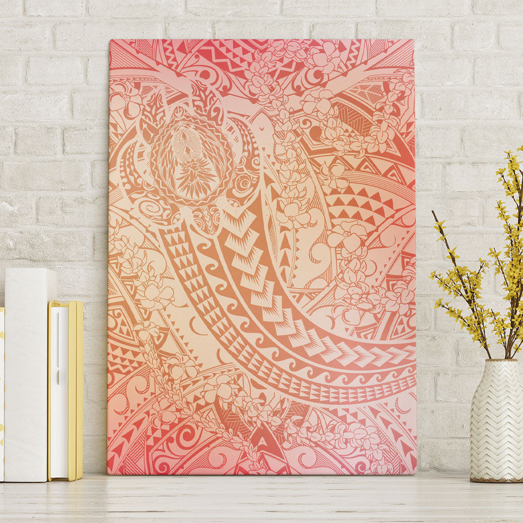 Hawaiian Turtles and Leis Canvas Wall Art Tribal Kakau Pattern Peach Fuzz Color LT03 Without Frame Peach Fuzz - Polynesian Pride