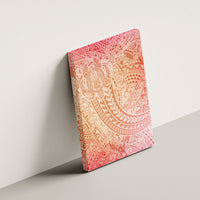 Hawaiian Turtles and Leis Canvas Wall Art Tribal Kakau Pattern Peach Fuzz Color