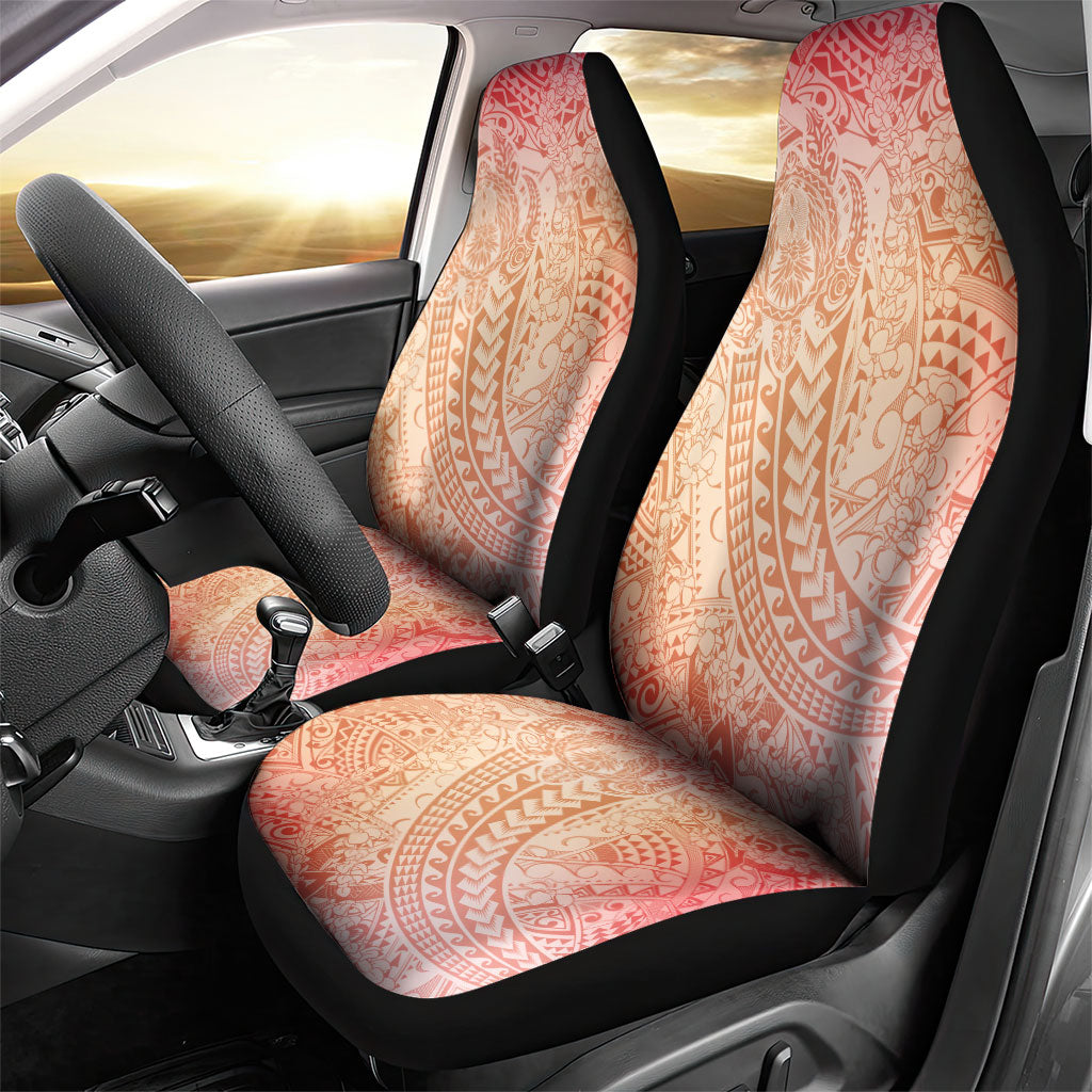 Hawaiian Turtles and Leis Car Seat Cover Tribal Kakau Pattern Peach Fuzz Color
