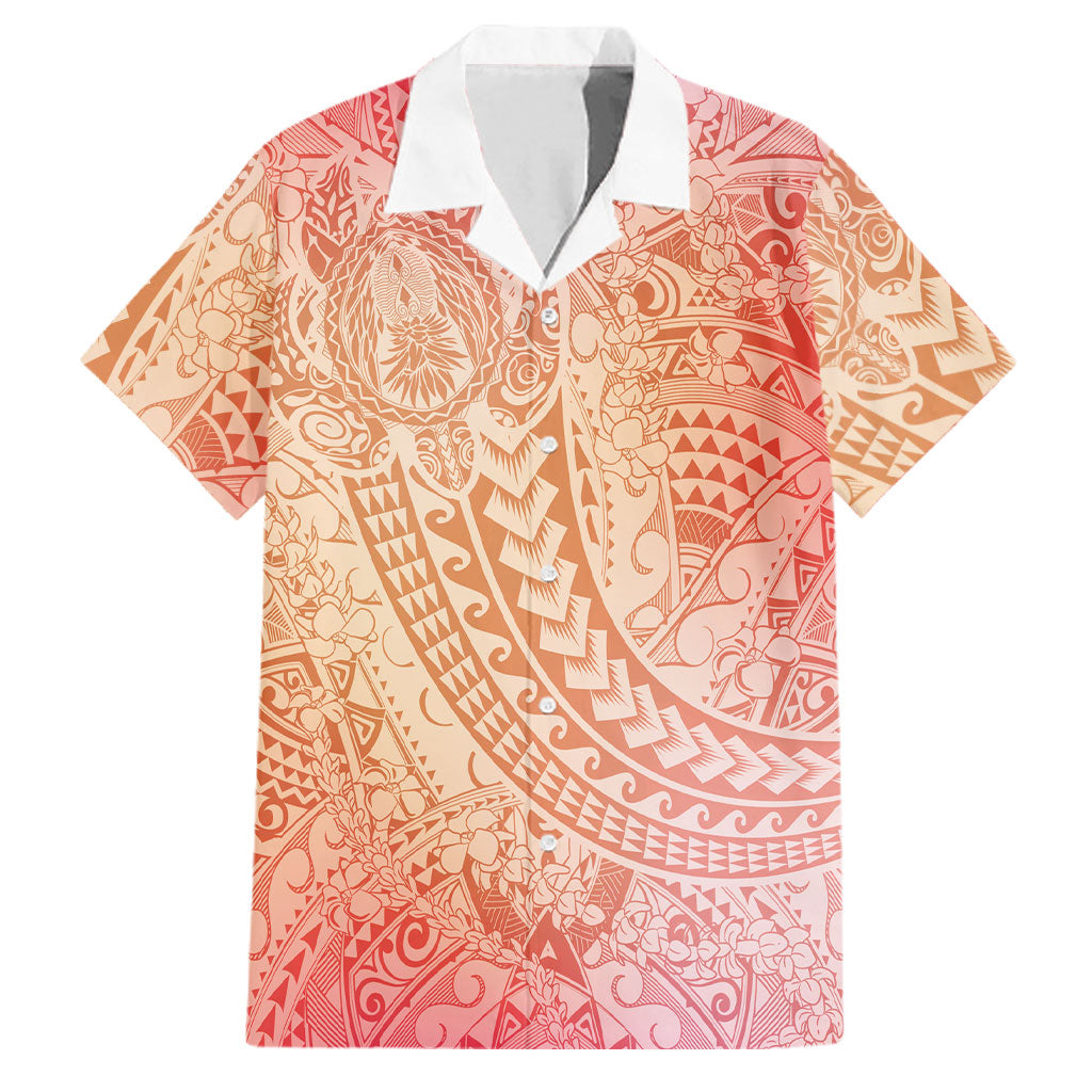 Hawaiian Turtles and Leis Family Matching Mermaid Dress and Hawaiian Shirt Tribal Kakau Pattern Peach Fuzz Color