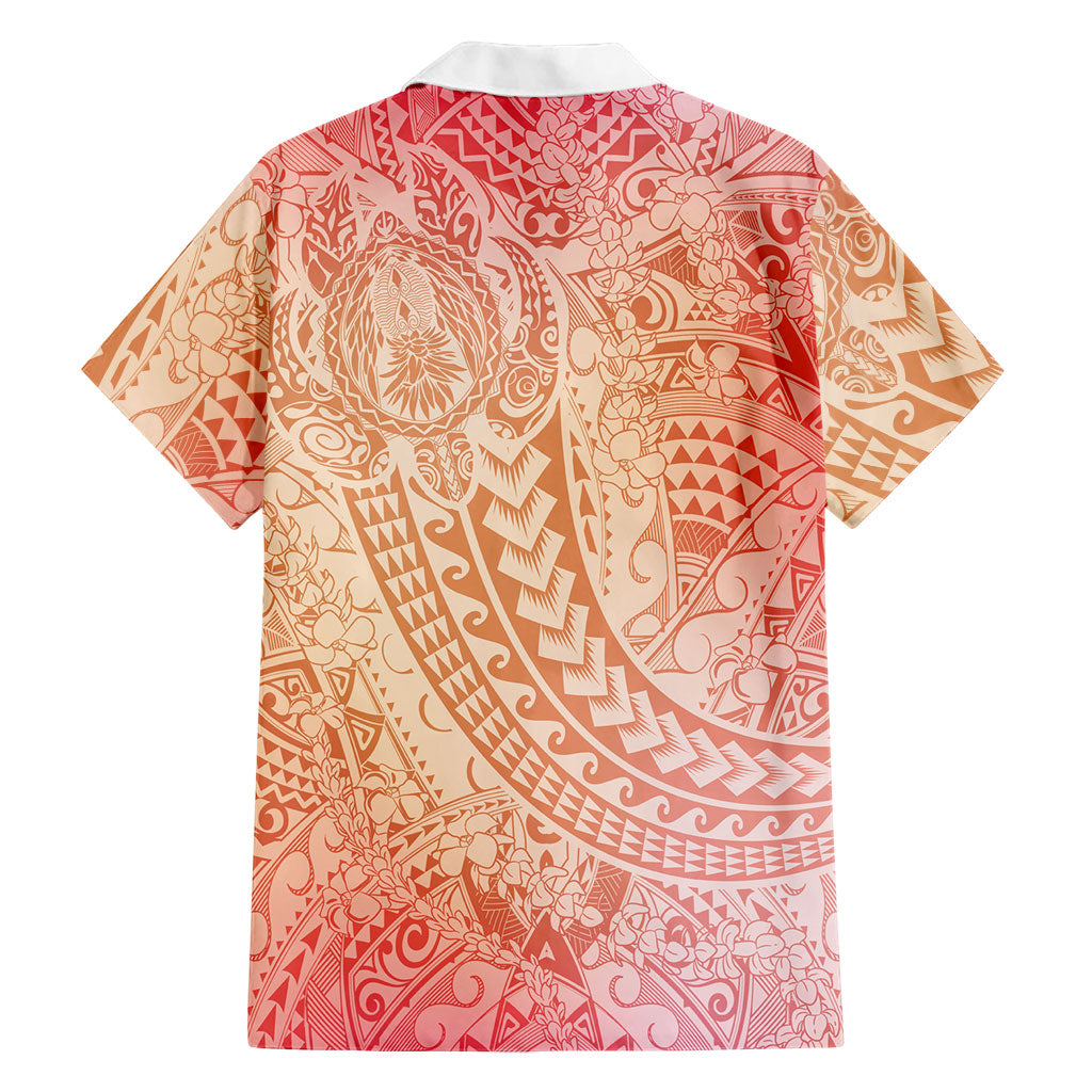 Hawaiian Turtles and Leis Family Matching Puletasi and Hawaiian Shirt Tribal Kakau Pattern Peach Fuzz Color