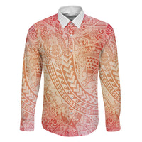 Hawaiian Turtles and Leis Family Matching Puletasi and Hawaiian Shirt Tribal Kakau Pattern Peach Fuzz Color