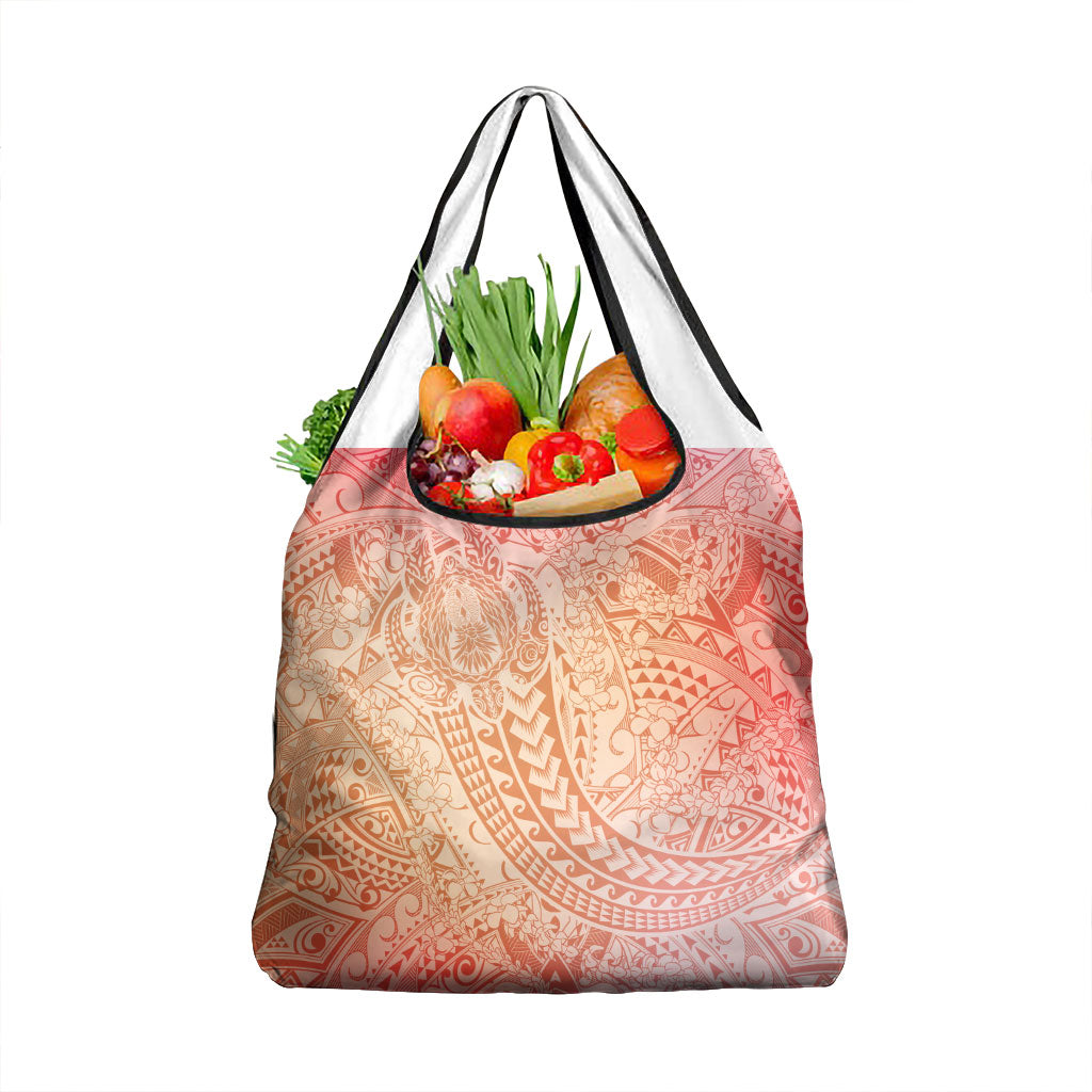 Hawaiian Turtles and Leis Grocery Bag Tribal Kakau Pattern Peach Fuzz Color LT03 1-pack One Size Peach Fuzz - Polynesian Pride