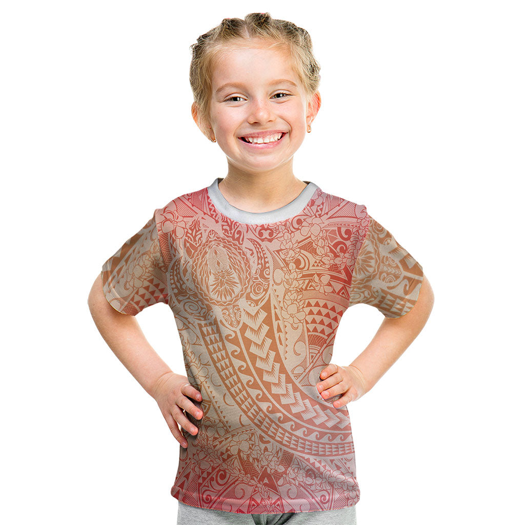 Hawaiian Turtles and Leis Kid T Shirt Tribal Kakau Pattern Peach Fuzz Color LT03 Peach Fuzz - Polynesian Pride