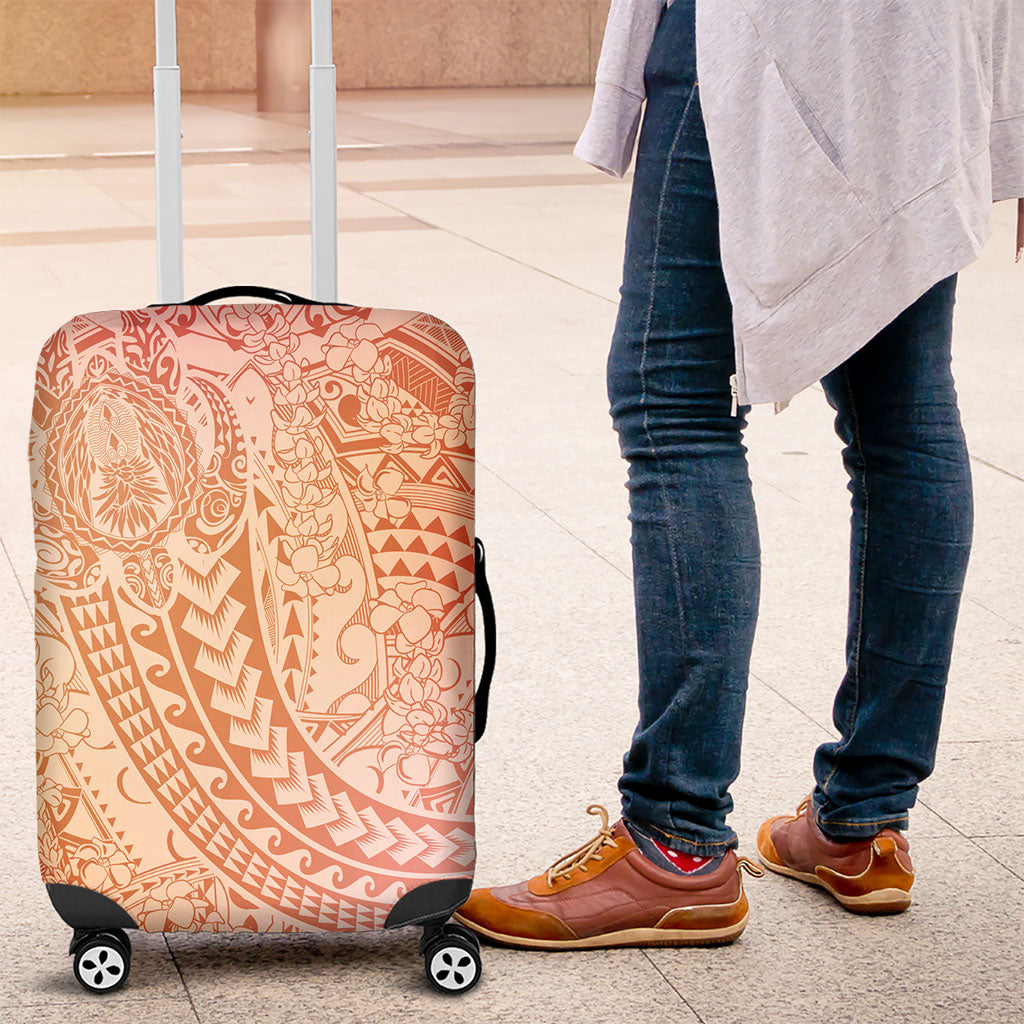Hawaiian Turtles and Leis Luggage Cover Tribal Kakau Pattern Peach Fuzz Color LT03 Peach Fuzz - Polynesian Pride