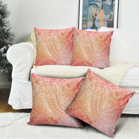Hawaiian Turtles and Leis Pillow Cover Tribal Kakau Pattern Peach Fuzz Color