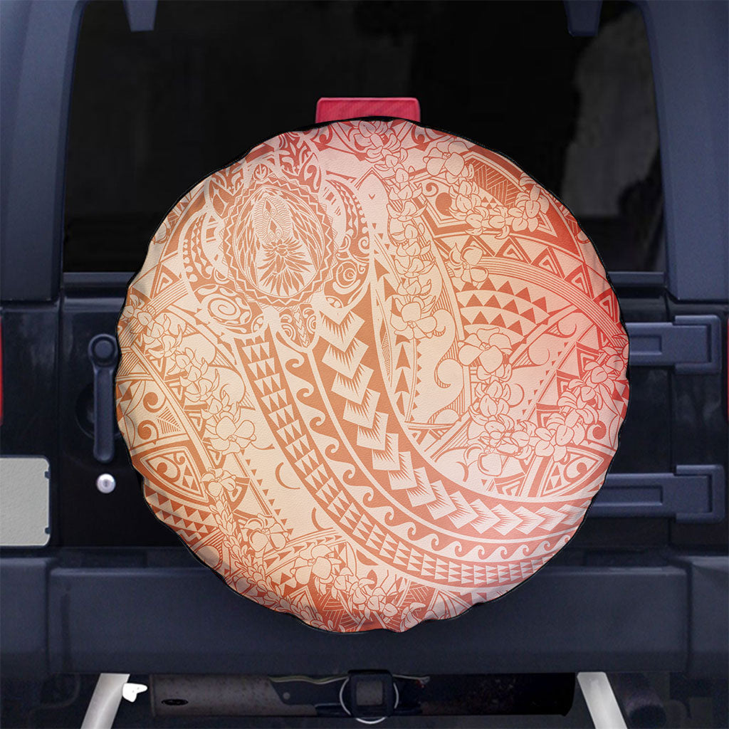 Hawaiian Turtles and Leis Spare Tire Cover Tribal Kakau Pattern Peach Fuzz Color LT03 No hole Peach Fuzz - Polynesian Pride