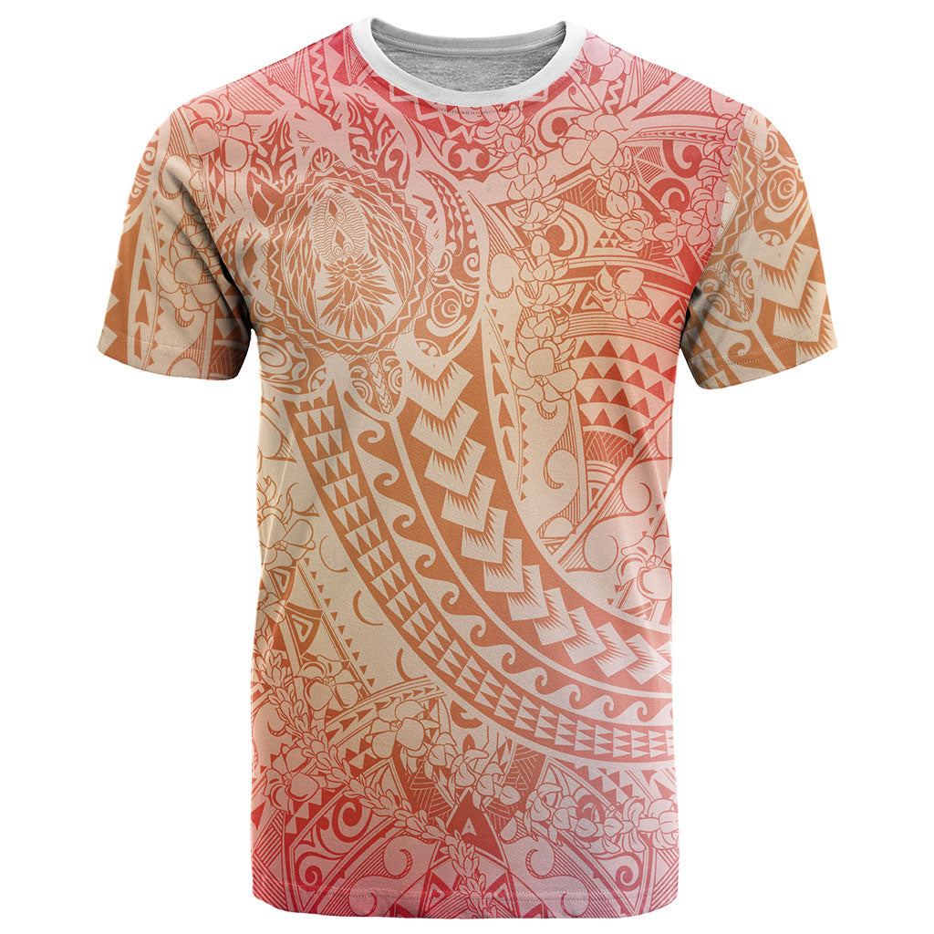 Hawaiian Turtles and Leis T Shirt Tribal Kakau Pattern Peach Fuzz Color LT03 Peach Fuzz - Polynesian Pride