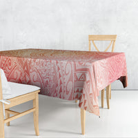 Hawaiian Turtles and Leis Tablecloth Tribal Kakau Pattern Peach Fuzz Color