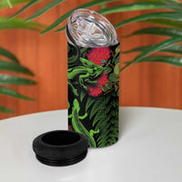 New Zealand Chameleon and Gecko 4 in 1 Can Cooler Tumbler Maori Silver Fern and Pohutukawa Decoration LT03 - Polynesian Pride