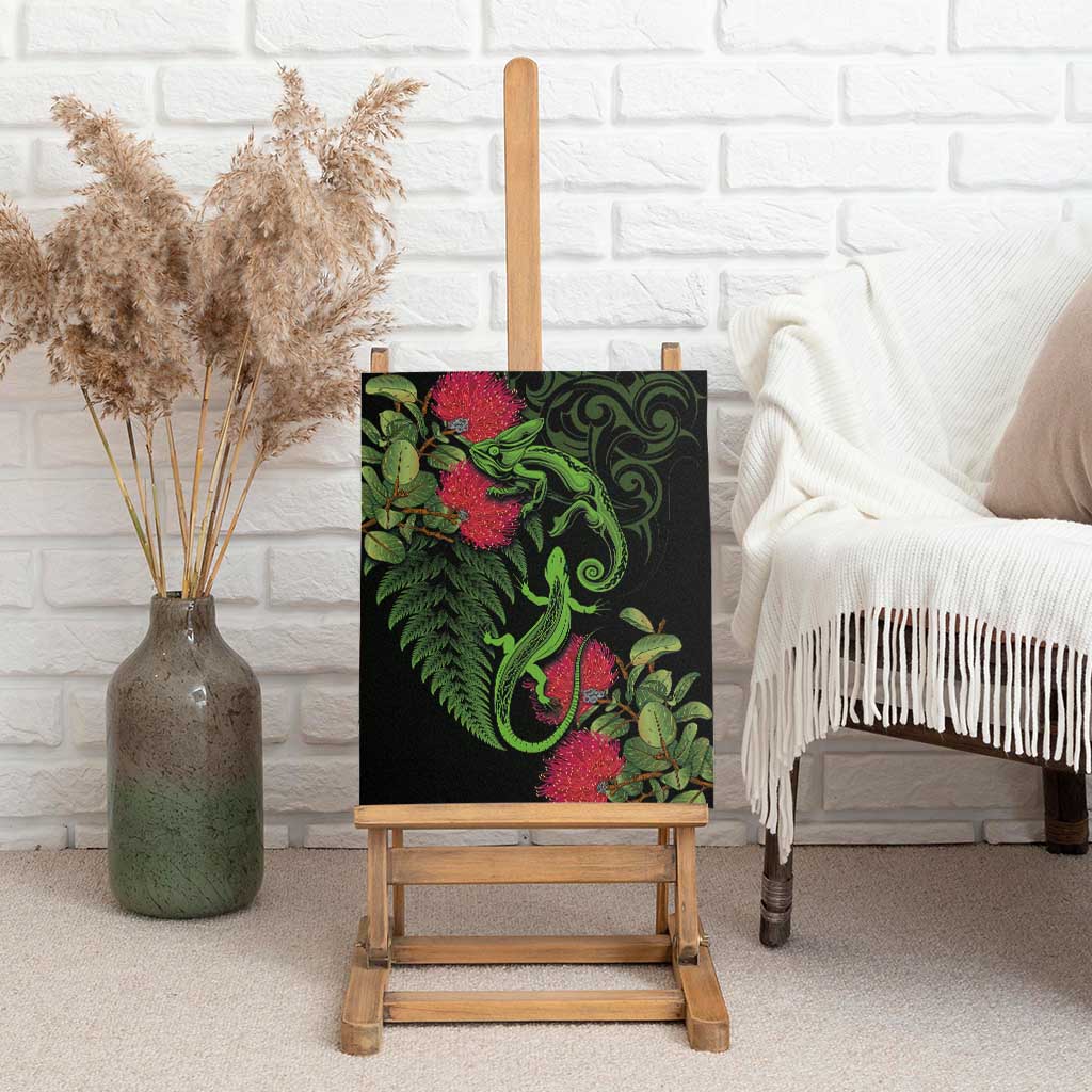 New Zealand Chameleon and Gecko Canvas Wall Art Maori Silver Fern and Pohutukawa Decoration LT03 - Polynesian Pride