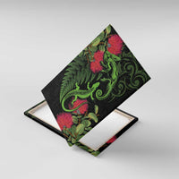 New Zealand Chameleon and Gecko Canvas Wall Art Maori Silver Fern and Pohutukawa Decoration LT03 With Frame Green - Polynesian Pride