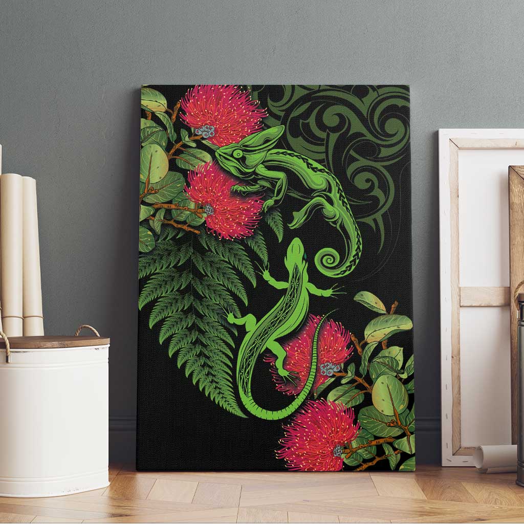 New Zealand Chameleon and Gecko Canvas Wall Art Maori Silver Fern and Pohutukawa Decoration LT03 - Polynesian Pride