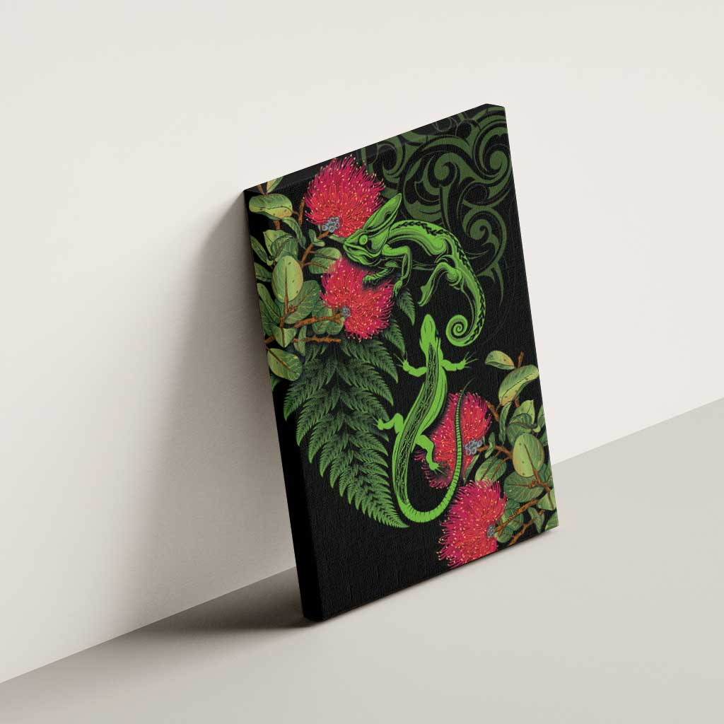 New Zealand Chameleon and Gecko Canvas Wall Art Maori Silver Fern and Pohutukawa Decoration LT03 - Polynesian Pride