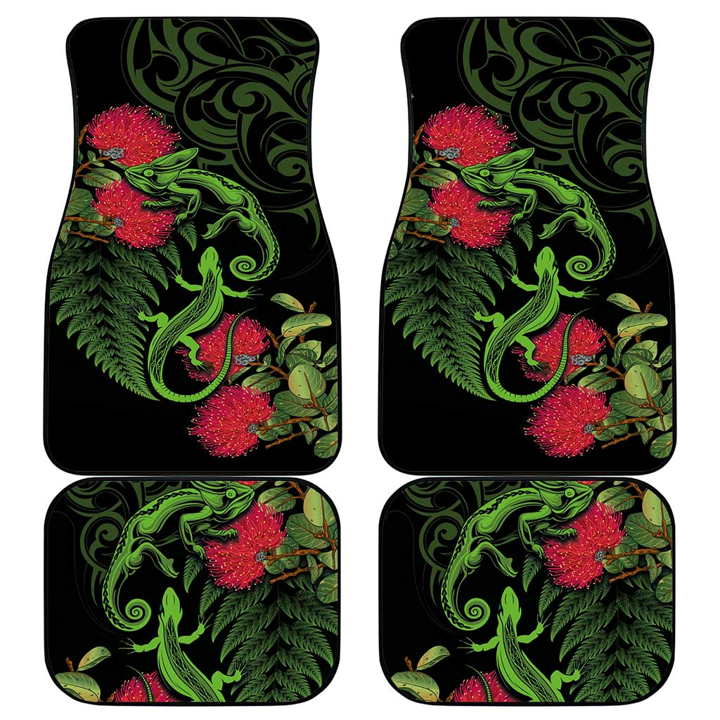 New Zealand Chameleon and Gecko Car Mats Maori Silver Fern and Pohutukawa Decoration LT03 - Polynesian Pride