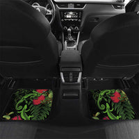 New Zealand Chameleon and Gecko Car Mats Maori Silver Fern and Pohutukawa Decoration LT03 Set 2pcs - Back Green - Polynesian Pride
