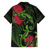 New Zealand Chameleon and Gecko Family Matching Puletasi and Hawaiian Shirt Maori Silver Fern and Pohutukawa Decoration LT03 - Polynesian Pride