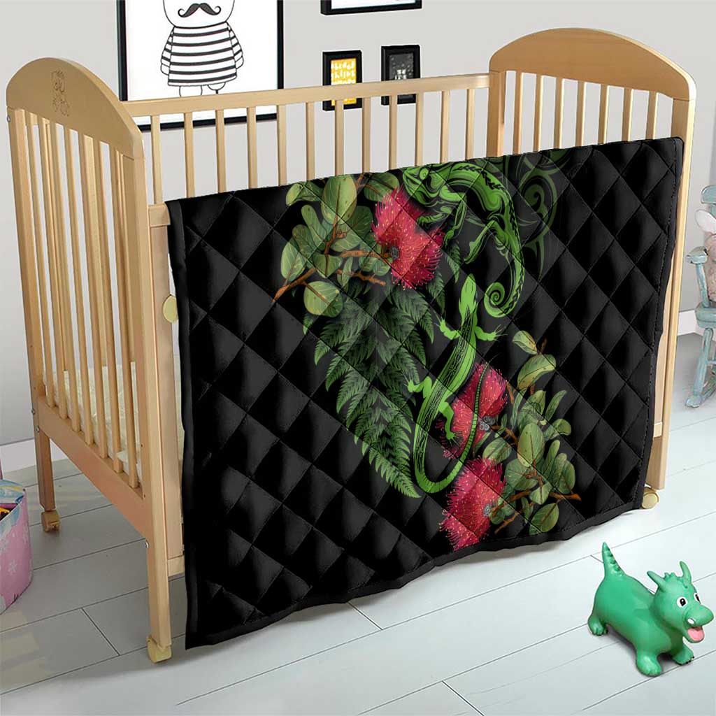 New Zealand Chameleon and Gecko Quilt Maori Silver Fern and Pohutukawa Decoration LT03 - Polynesian Pride
