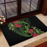 New Zealand Chameleon and Gecko Rubber Doormat Maori Silver Fern and Pohutukawa Decoration LT03 - Polynesian Pride